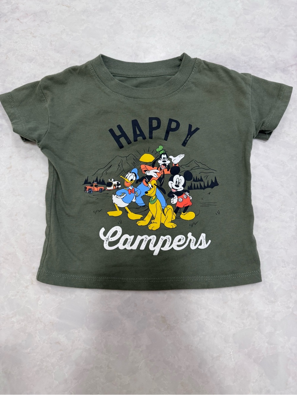 Disney Olive Green "Happy Campers" Graphic Tee
